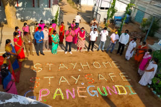 Rangoli leaves a different awareness about Corona in Anegundi