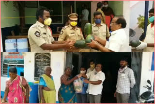 donors donating essentials to poor and police officers in west godavari district