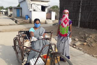 physically handicapped person distributes goods in guntur ds