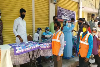 bjp conducted health camp to sanitization workers at basheerbagh hyderabad