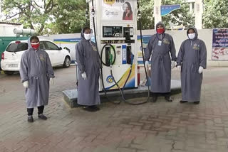 Distribution of Corona Protection Kits to Petrol Bunk Staff at vijayawada in kishna district