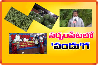 A fruit merchant distributing 8 tonnes of fruits to the poor at Warangal Narsampet