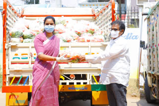 mla vidadala rajini distributed vegetables to poor people