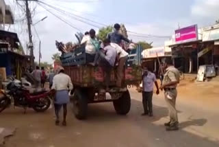 Agricultural laborers working in groups in krishna district