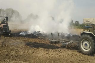 Wheat crop caught fire kharkhoda sonipat