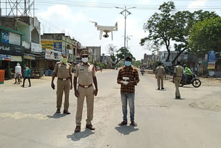 husnabad police Monitoring using drone cameras