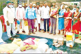 groceries distribution to tribal people in asifabad