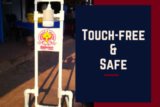 Karnataka man devises method for dispensing sanitizer hands-free