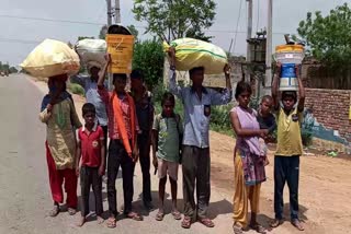 migrant labour walk on foot to uttar pradesh