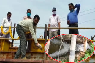 Release of water from the Annamayya reservoir to the main canal