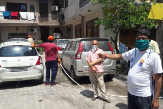 sanitization in rohini sector 6 after Bhimrao Ambedkar Hospital's staff found corona positive