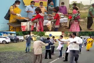 Food served to the needy in Dhurvra community hall in ranchi