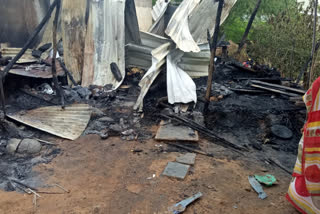 hut burn by the power circuit at Haveri