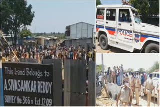 Hi Tension At IIT Hyderabad... Migrant Labours attacked police with stones and sticks  സംഗറെഡ്ഡി ജില്ല  IIT hyderabad  migrant workers protest at hyderabad  എസ്.പി ചന്ദ്രശേഖർ റെഡി  sangareddy district  ഐഐടി ഹൈദരാബാദ്  ഹൈദരാബാദില്‍ ഇതര സംസ്ഥാന തൊഴിലാളികളുടെ പ്രതിഷേധം  എസ്.പി ചന്ദ്രശേഖർ റെഡി