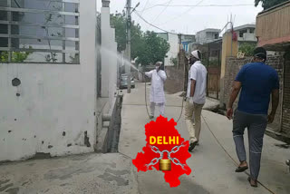 Social workers doing sanitation in Harijan Basti at Burari in delhi