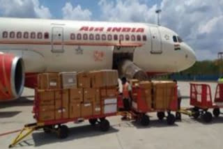 air india flight reached vijayawada airport with medicines and medical kits