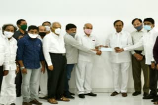 Electricity Employees donate money to cmrf in hyderabad