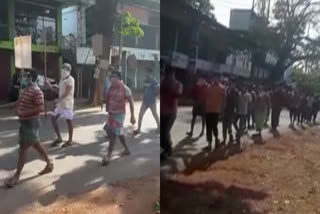 migrant workers protest  malappuram protest  അതിഥി തൊഴിലാളി പ്രതിഷേധം  മലപ്പുറം പൊലീസ്  ലാത്തി വീശി