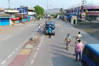 Police tight security in Sankeshwara, Kudachi of belguam