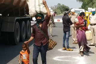 Workers reaching their villages after walking thousands of kilometers in Vidisha