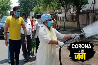 sanitization work done in Rohini by  AAP MLA Rakhi Bidla