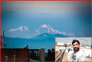 Himalayas seen from the terrace of his house