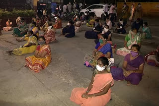 ttd contract employees protest at tirumala