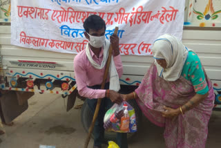 Divyang Kalyan Samiti distributed ration materials to hundred families in chhatarpur