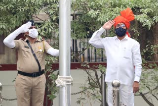 eknath Shinde flag hoisting at thane collector office