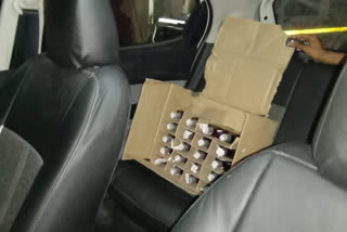 Panchkula police seized liquor bottles from a vehicle