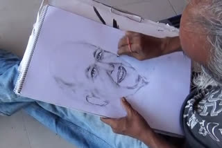artist made sketch of ramoji rao who stuck in chandigarh due to lockdown