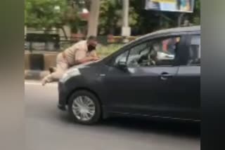 man in Jalandhar drags ASI on car bonnet