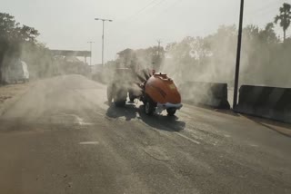 disinfection work has begins on roads in aavadi