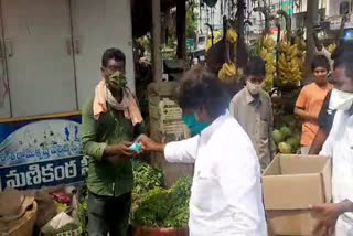 clp leader bhatti vikramarka sanitizers distribution to people in kammam district