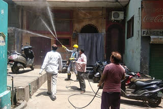 Sanitization in many areas including Kalan Mosque of Matia Mahal