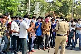 Migrant workers agitation on NTPC Rajiv road