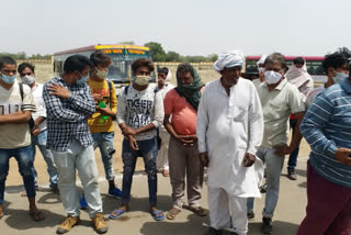 laborers are waiting for buses to go to home in jhansi uttar pradesh