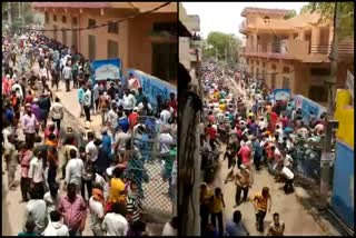 thousands migrant labour gathered in gurugram