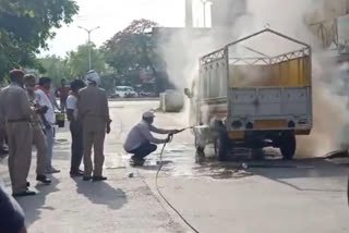 vehicle caught fire on road