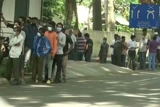 Queue has been growing in front bars, as govt given permission to sell liquor