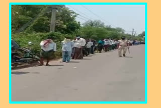 people are waitting for wine at Chanderlapadu in Krishna district