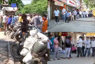 More than a kilometre long queue seen outside a liquor shop