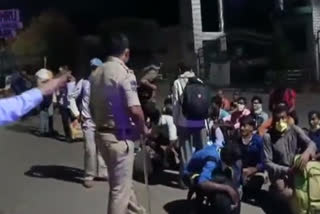 Migrants walking towards railway station stopped at Telangana's Bhadadurpura