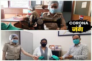 Delhi police Female Constable Manju Kumari Making Mask due to covid-19, coronavirus in Lockdown