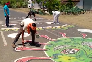 Corona painting campaign of Indian Artists Association continues in narsinghpur