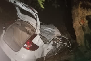 Uncontrolled car collides with tree, one death and three seriously injured in Anuppur