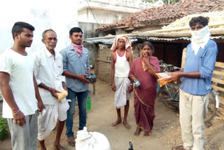 group of friends helped to village people from Dubai