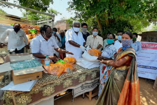 Providing rice and essential necessities to the poor people in nellore district