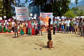 protest for arrest the accused of santosh hojai murder case