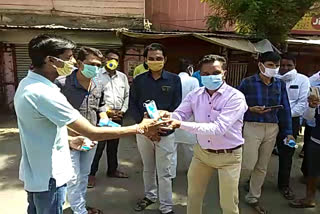 Masks and sanitizers distributed from MP Fund of Chhatrasingh Darbar